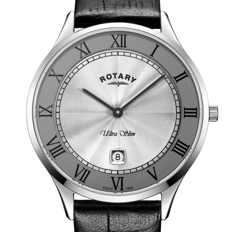 Rotary ultra slim 2025 white stainless steel watch