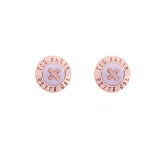 TED BAKER-MINI BUTTON PINK EARRING