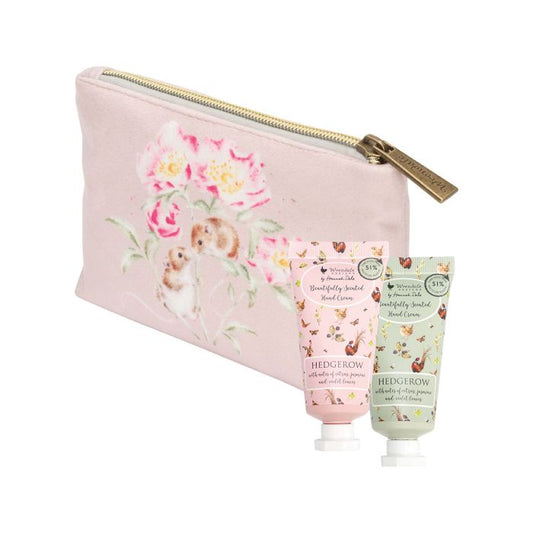 'HEDGEROW' HARE AND MOUSE MINI HAND CREAM GIFT POUCH