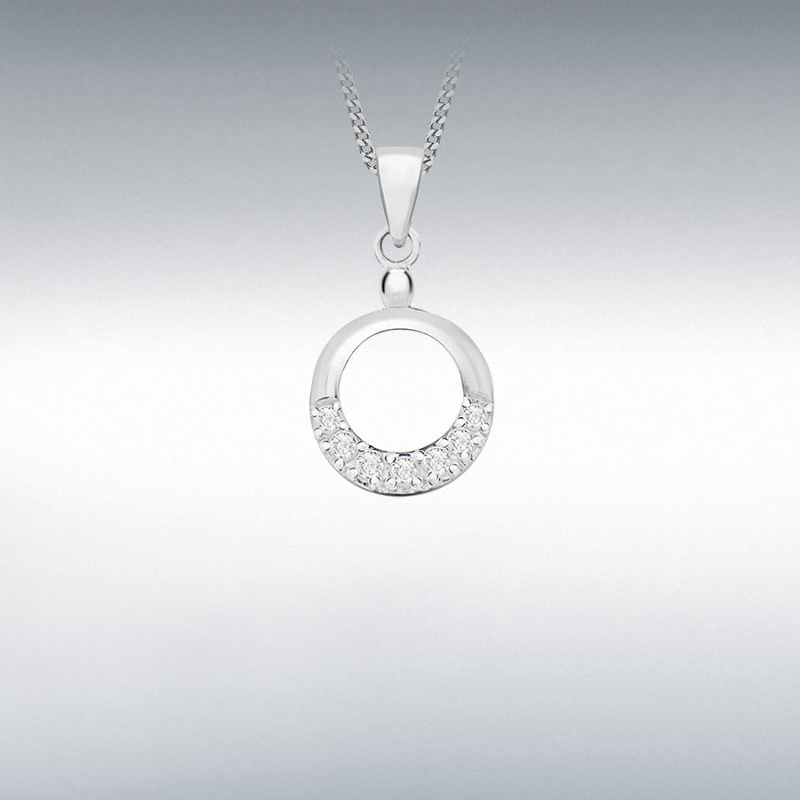 STERLING SILVER CZ 12MM X 24MM CIRCLE PENDANT