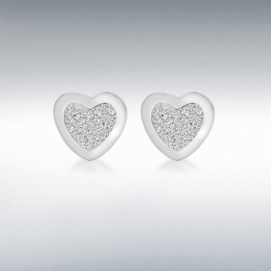 STERLING SILVER HEART STARDUST STUD EARRINGS